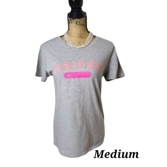 Adidas Women's Amplifier Tee M Training Tech T-shirt Logo Pink Grey Medium NWOT - Picture 1 of 8